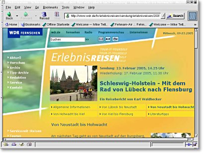 Ankndigung des Fernsehbeitrags auf der Homepage des Westdeutschen Rundfunks